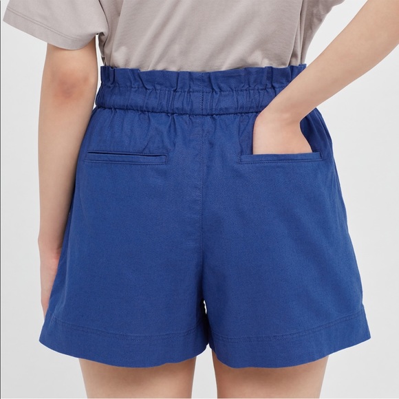NWT NEVER WORN | Uniqlo Women Linen Cotton Shorts, Blue with stripes, Size XS - Picture 6 of 16